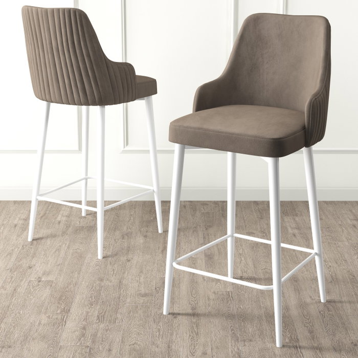 Hanah Home Juego de 2 Taburetes de Bar Cappuccino y Blanco - 45x105x43 cm